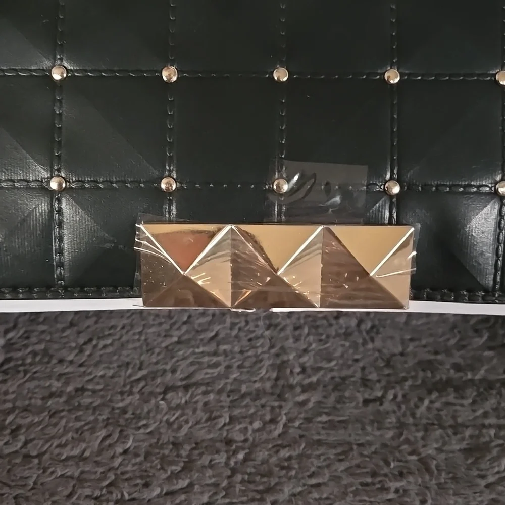 Rebecca Minkoff Black Quilted Shoulder Bag with Gold Studs